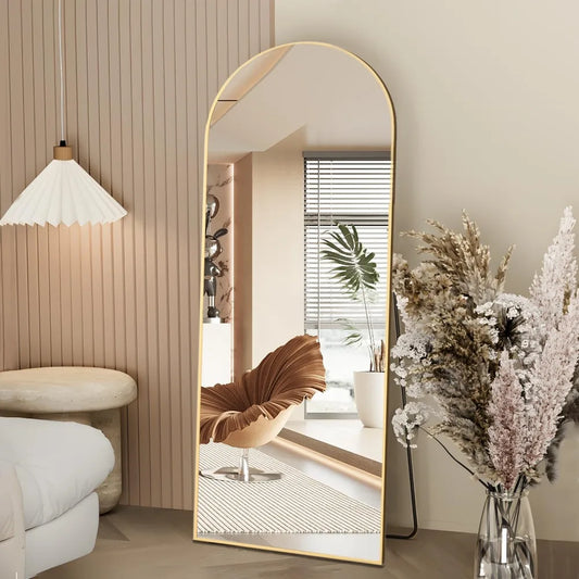 Elegant Gold Arch Floor Mirror - Full Body 64"x21” Standing or Leaning Design for Bedroom - Whole Home Warehouse 