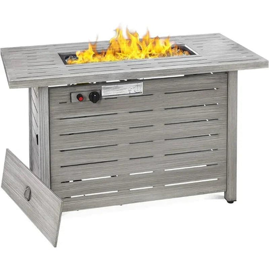 Best Choice Products Fire Pit Table 42in 50,000 BTU Rectangular Steel Propane Gas for Outdoor, Patio w/Burner Lid, Auto Ignition - Whole Home Warehouse 