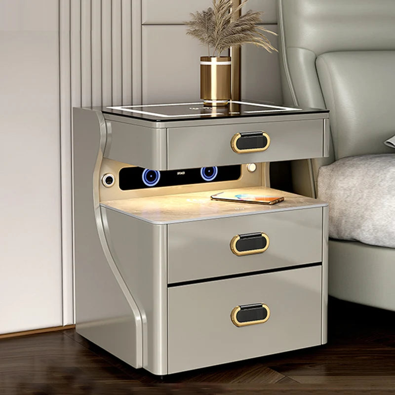 Luxury Nightstands w/ Safe or Drawers, Wireless Charging & Bluetooth Speaker System