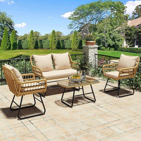 4Piece Patio Furniture Wicker Outdoor Set - Whole Home Warehouse 