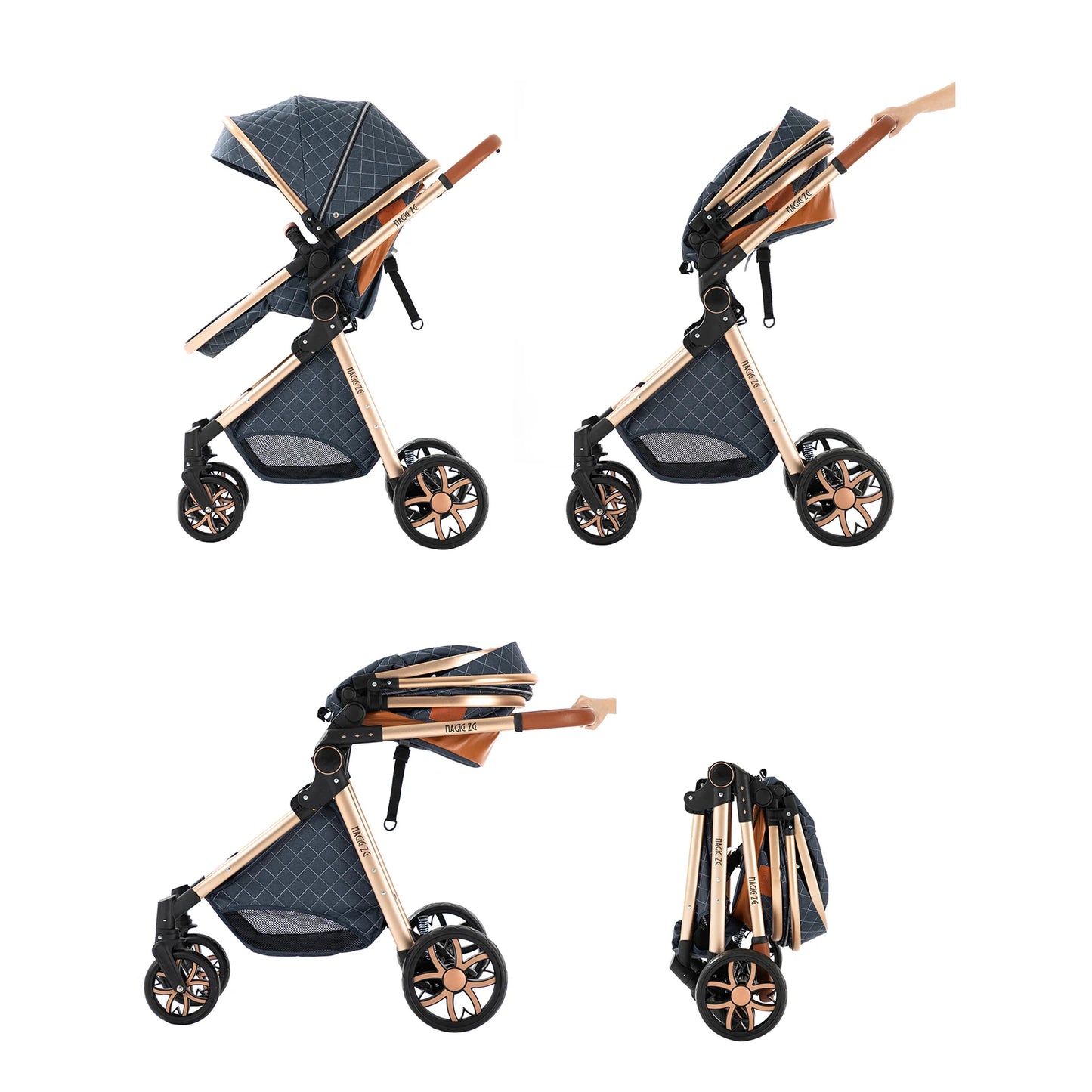 Luxury Baby Stroller 2 in 1 Foldable Stroller and Newborn Baby Bassinet