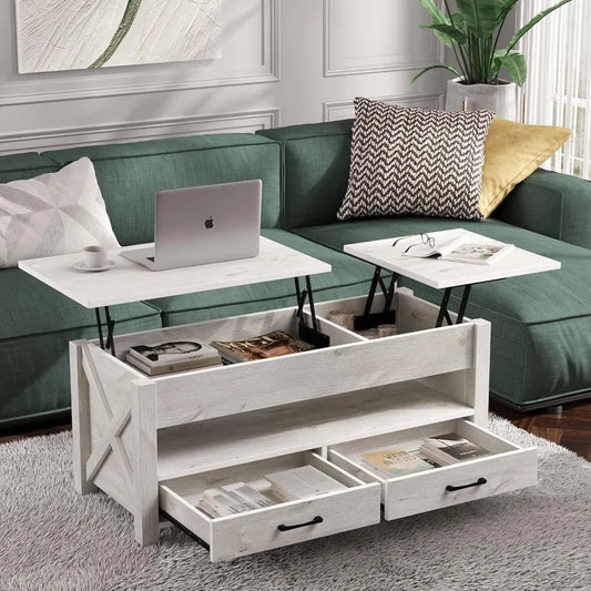 47.2” Coffee Table w/ 2 Storage Drawers and Hidden Compartments