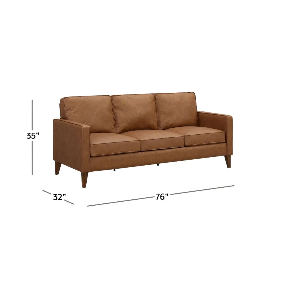 2024 New  Leather Sofa, Saddle Brown