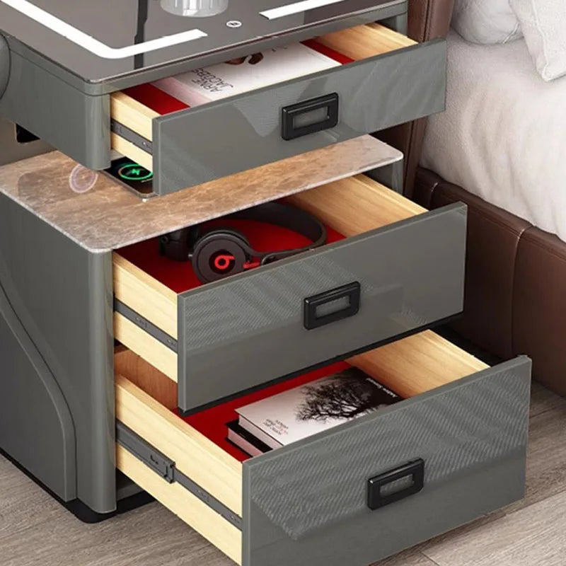 Luxury Nightstands w/ Safe or Drawers, Wireless Charging & Bluetooth Speaker System