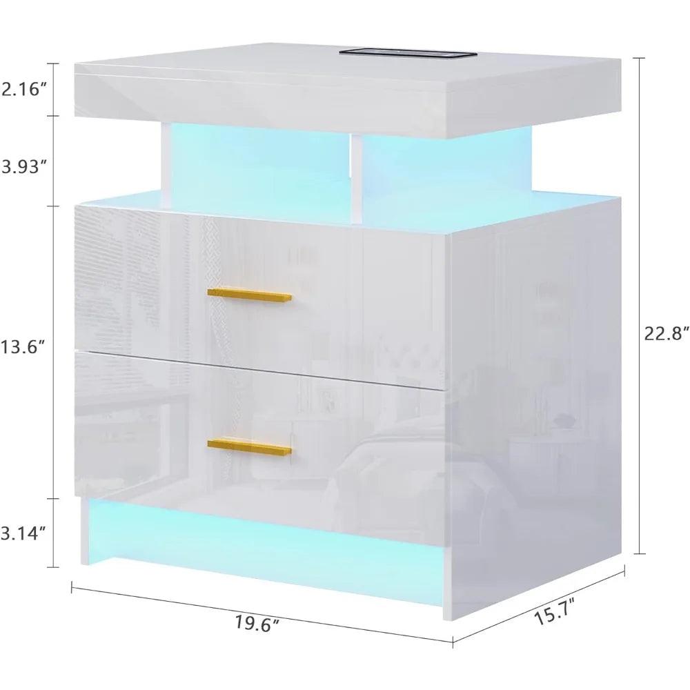 LED Nightstand With Wireless Charging Station & USB Ports ( Motion Detection Auto Lights ) - Whole Home Warehouse 