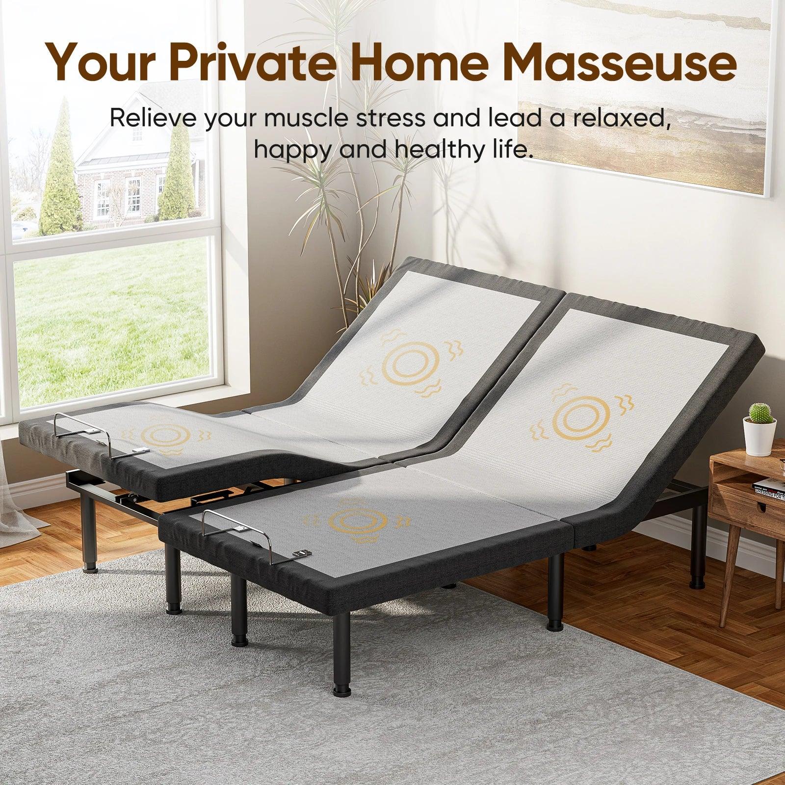 TwinXL, Queen, & King Size Adjustable Bed w/Massage & Remote Control - Whole Home Warehouse 
