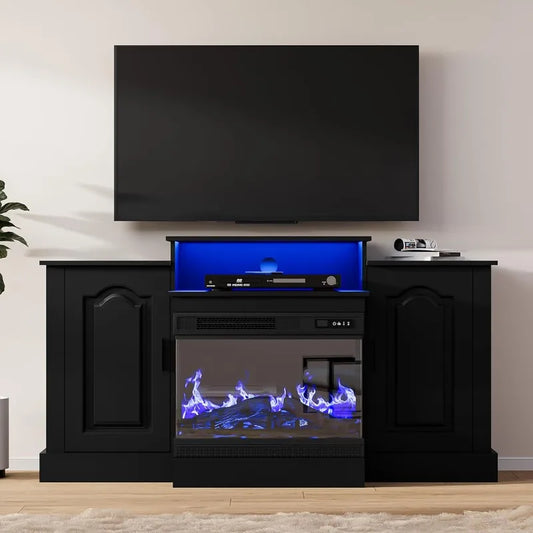 Elegance Flame 65” Panoramic LED Fireplace Console - Whole Home Warehouse 