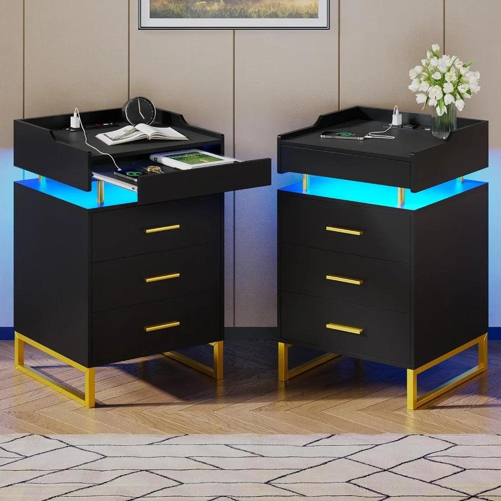 Lumina Glide: Modern LED Bedside Companion with Sleek Metal Accents - Whole Home Warehouse 