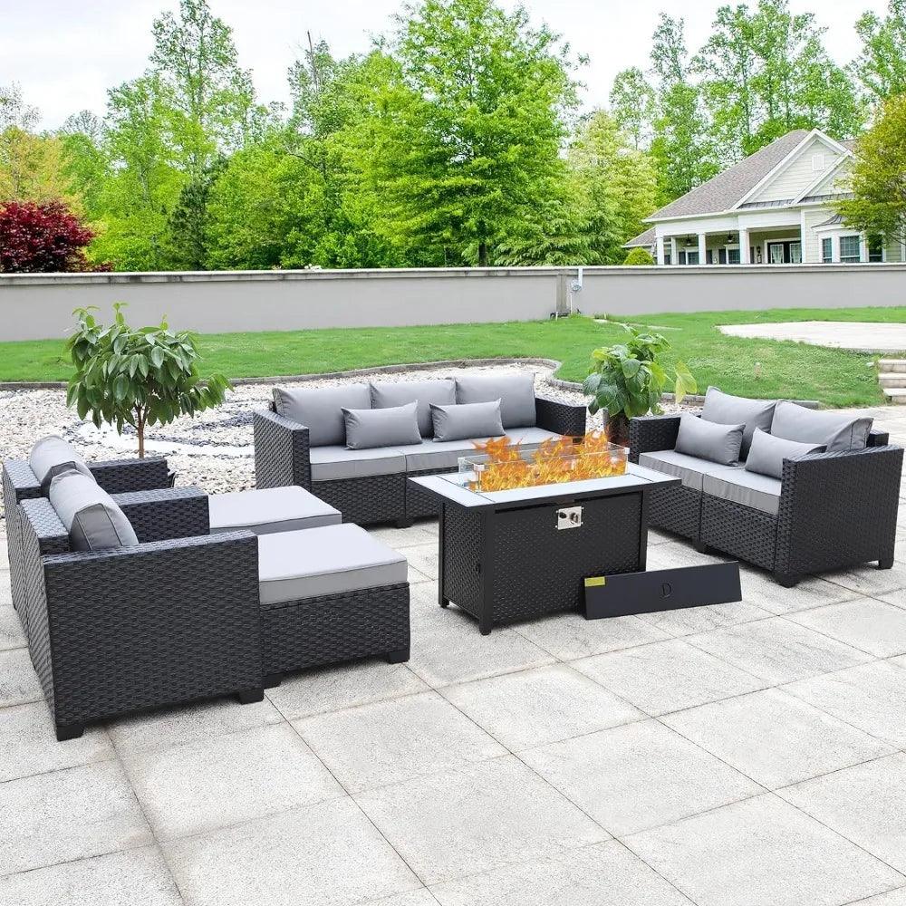 Cozy Flames Garden Lounge” - 7 Piece Patio Set with Fire Pit Table & All-Weather Comfort - Whole Home Warehouse 