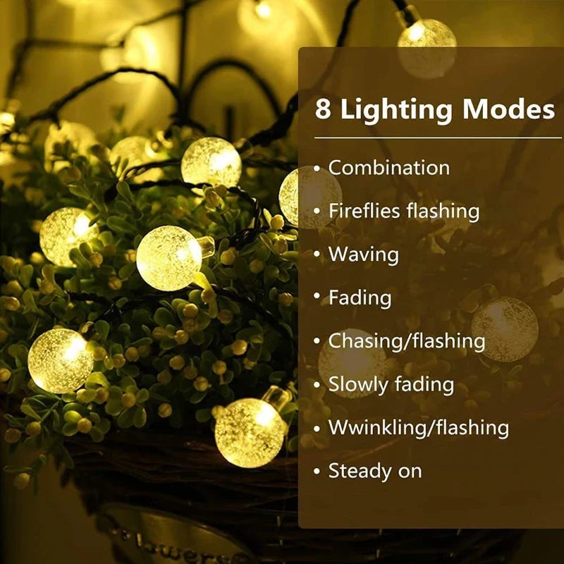 Crystal Globe LED String Lights - 8 Lighting Modes 1pc/2pcs
