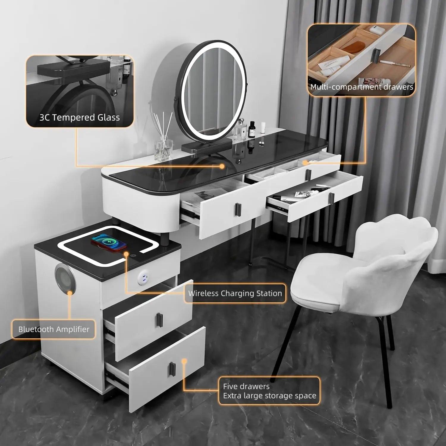 Efficraft Vanity Desk Set - 4 Pieces - Whole Home Warehouse 