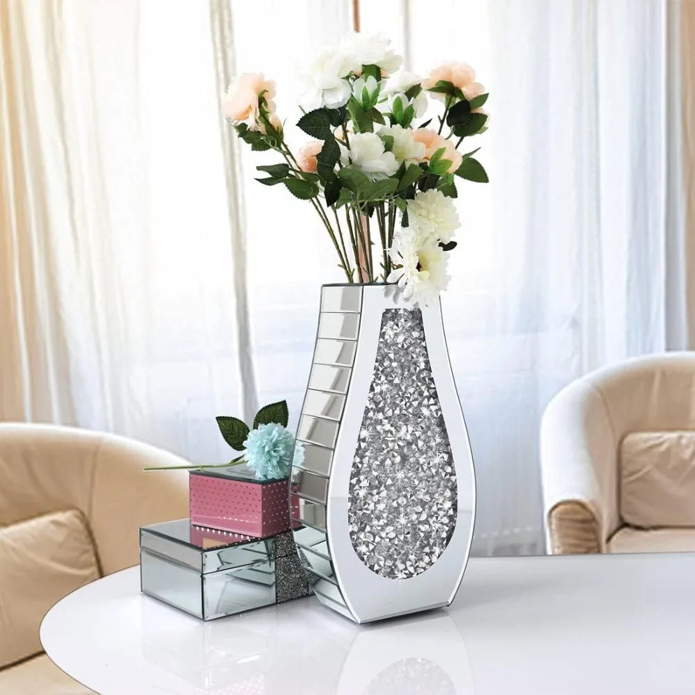 Crushed Diamond Mirrored Flower Vase