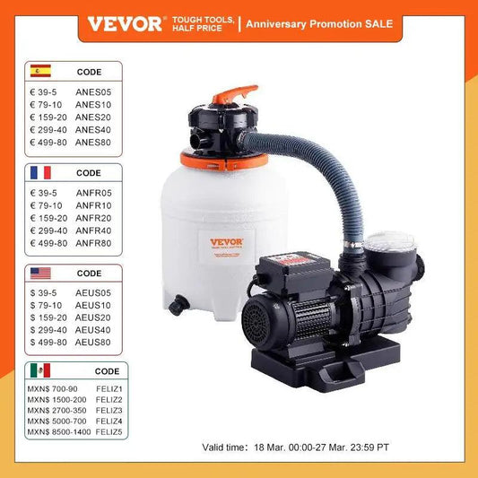 VEVOR Sand Filter Pump 12/14/16 inch Swimming Pool Pumps System&Filters Combo Set for Domestic and Commercial Above Ground Pools - Whole Home Warehouse 
