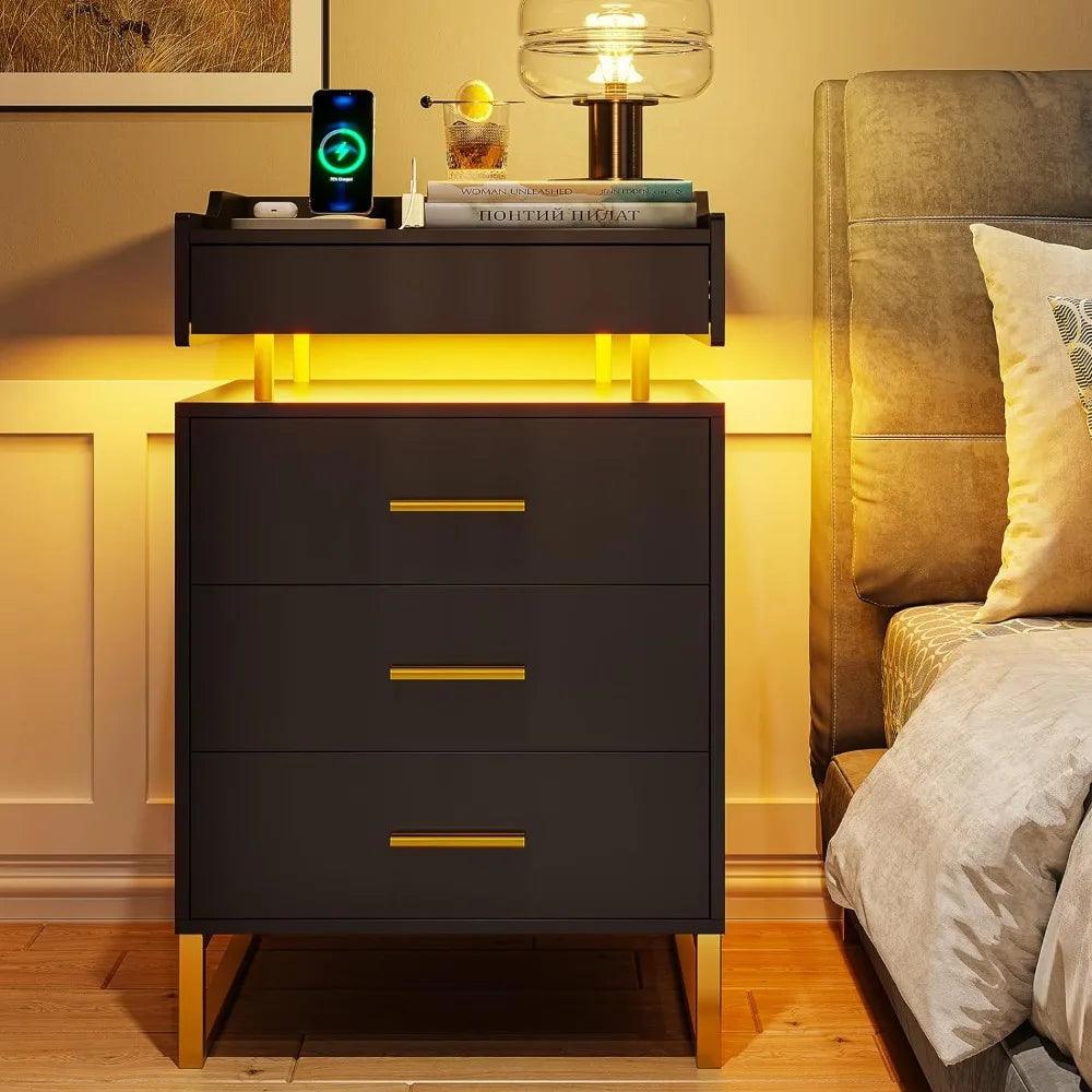 Lumina Glide: Modern LED Bedside Companion with Sleek Metal Accents - Whole Home Warehouse 