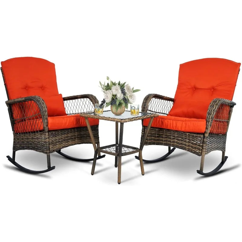 3-Piece Wicker Rocking Chairs & Side Table - Whole Home Warehouse 