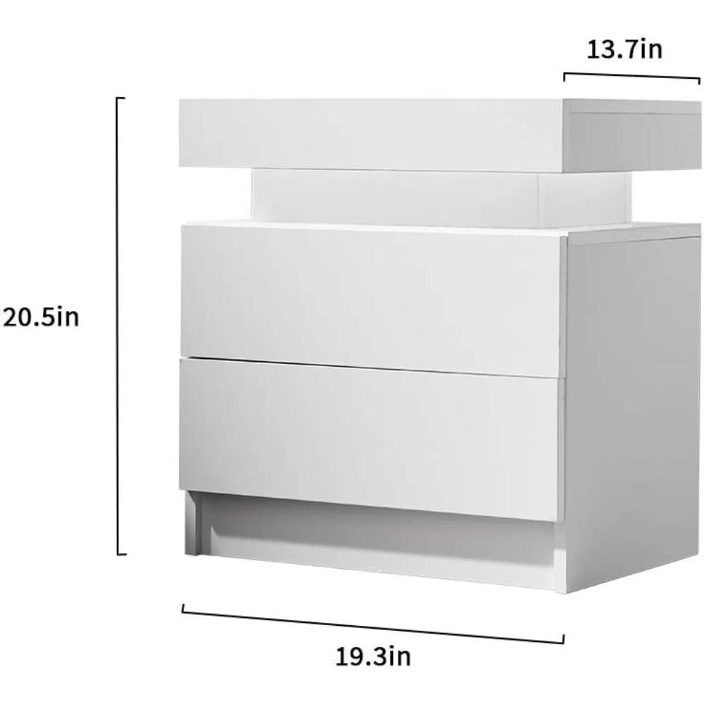 TwinGlow Duo: Contemporary LED Nightstand Pair with Dual Drawers - Whole Home Warehouse 