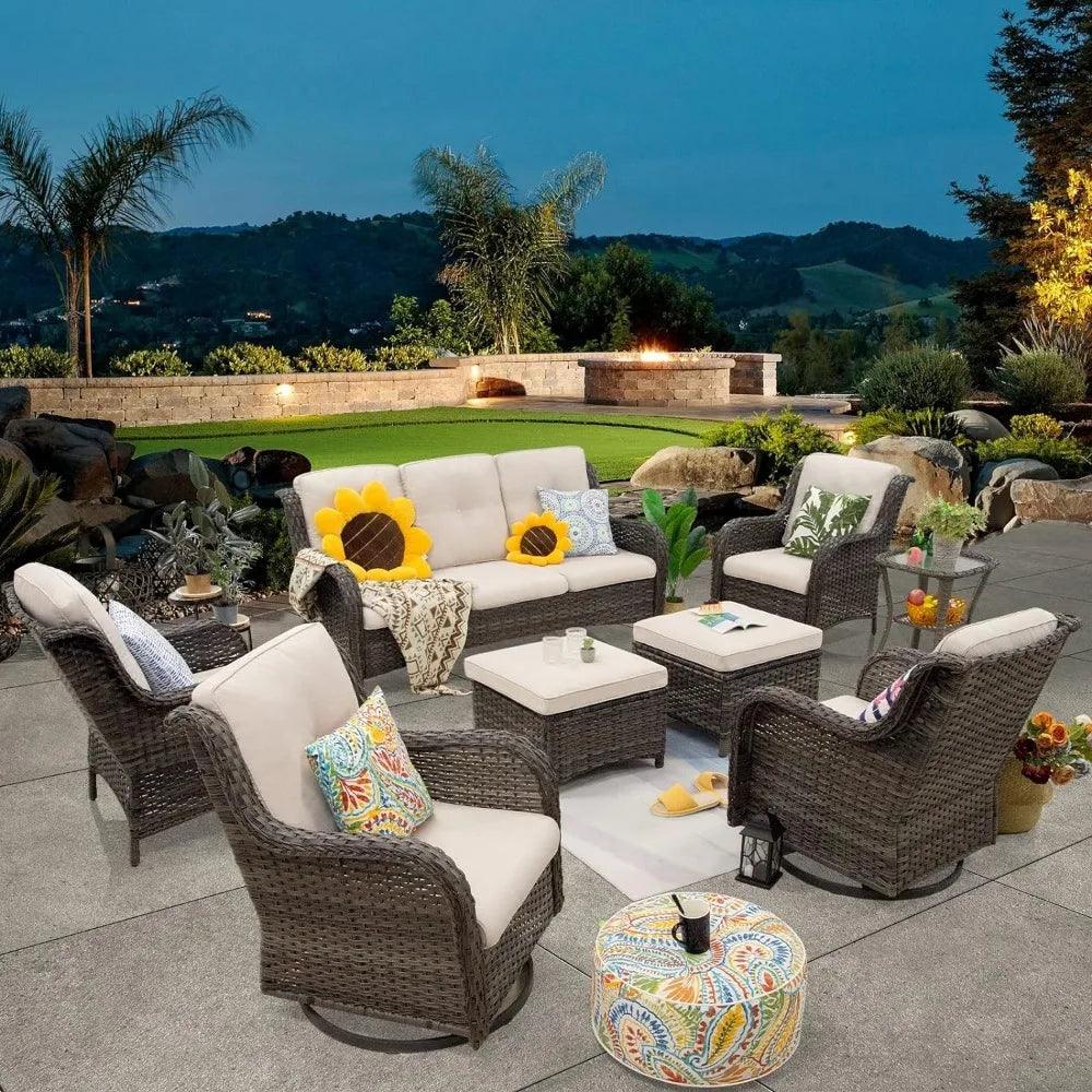 8 Piece Wicker Outdoor Furniture Set - Whole Home Warehouse 