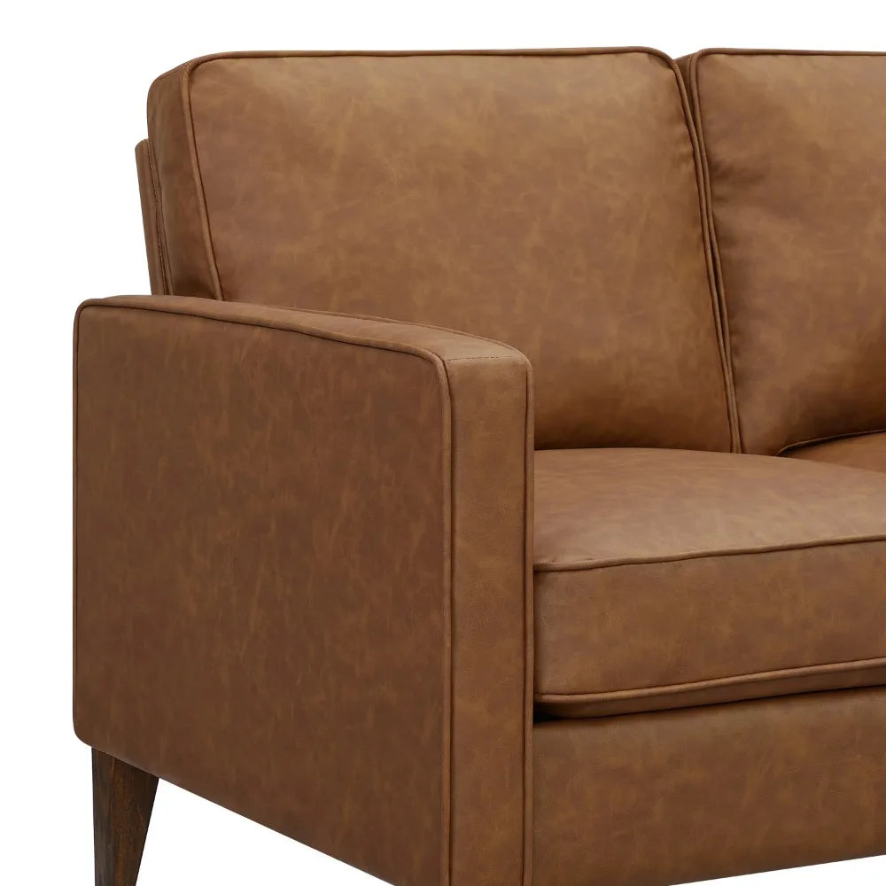 2024 New  Leather Sofa, Saddle Brown