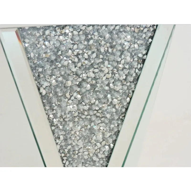 Pregaspor Silver Mirrored End Table, Crystal Inlay Sides
