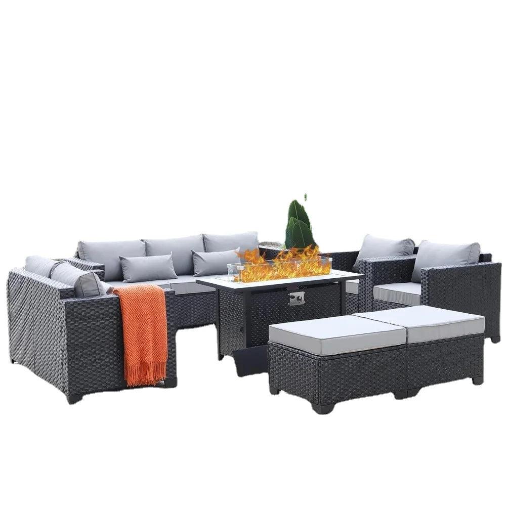 Cozy Flames Garden Lounge” - 7 Piece Patio Set with Fire Pit Table & All-Weather Comfort - Whole Home Warehouse 