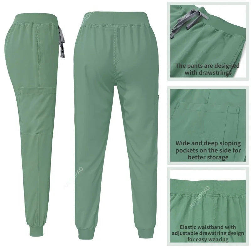 New Stretch Scrub Tops w/ Pocket Pants Set