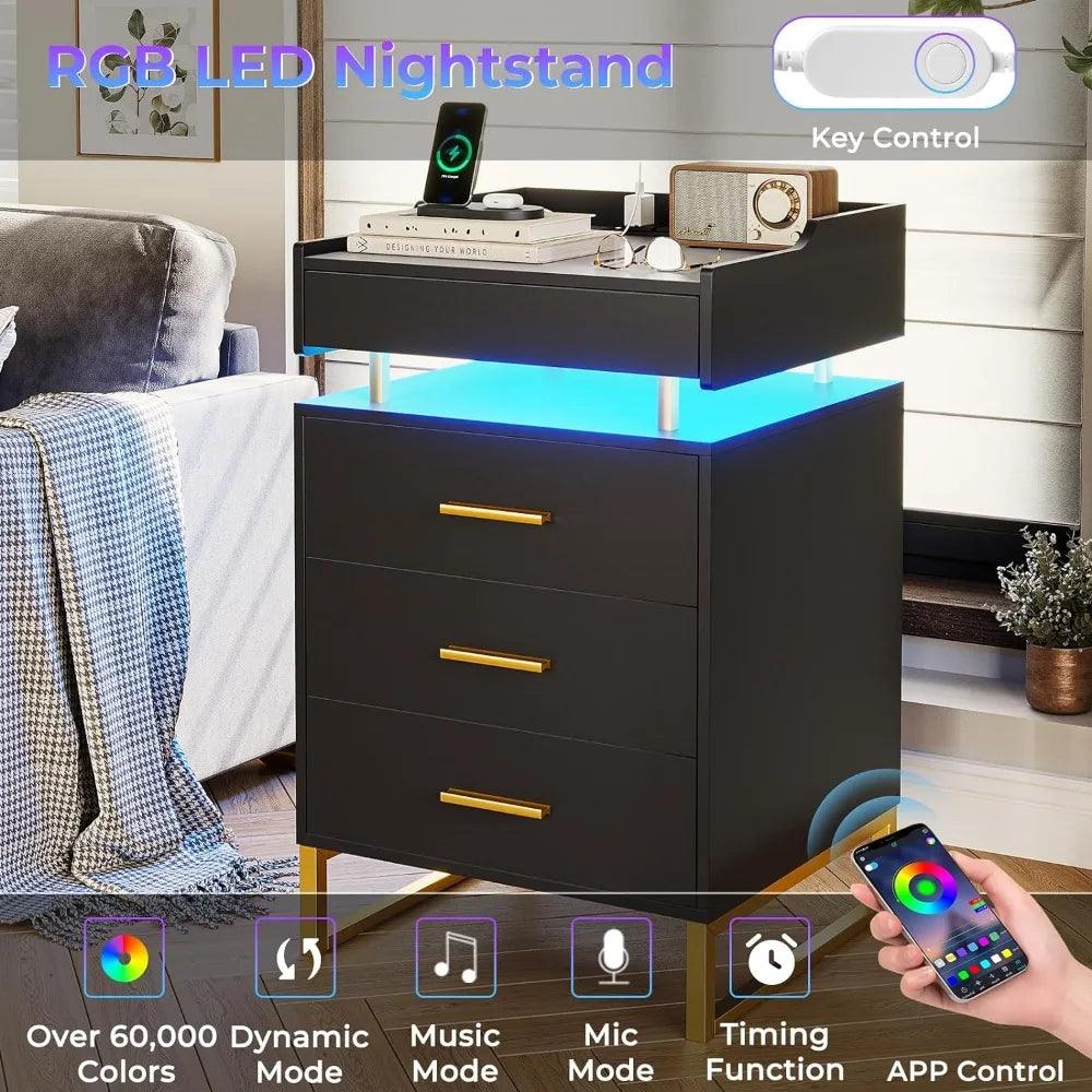 Lumina Glide: Modern LED Bedside Companion with Sleek Metal Accents - Whole Home Warehouse 