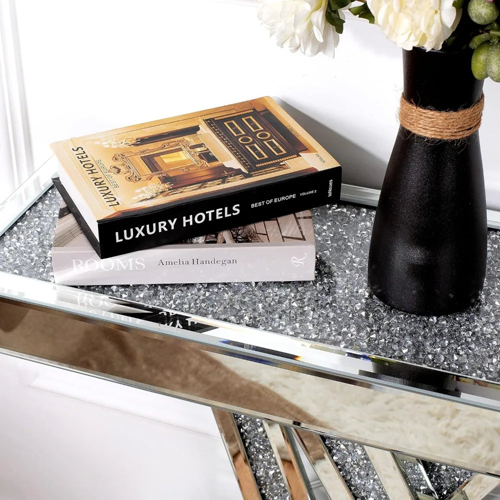 Glam Style Modern Entryway Table- Mirrored Finished