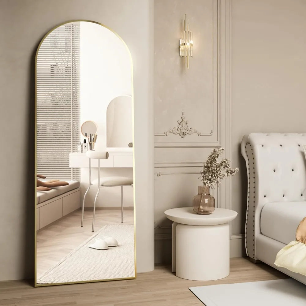 Elegant Gold Arch Floor Mirror - Full Body 64"x21” Standing or Leaning Design for Bedroom